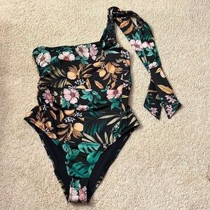 Milly jungle tile one shoulder one piece